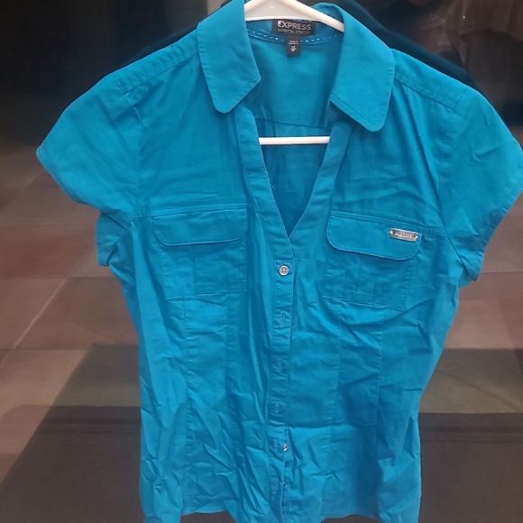 Express Teal Button-Up Shirt - Picture 1 of 4